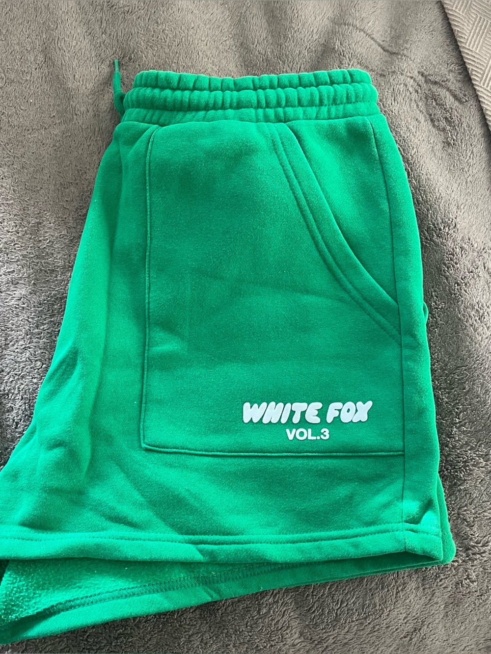 White Fox Boutique Green Kids Shorts - "WHITE FOX VOL.3" Logo
